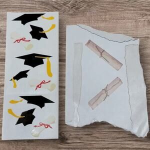 VTG 80s Mrs Grossmans‎ Graduation Stickers Lot 11 Ct Hat Diploma Scrapbooking